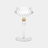 Ondine 4-Piece Set Fluted Coupe Glasses, Clear with Amber Accent