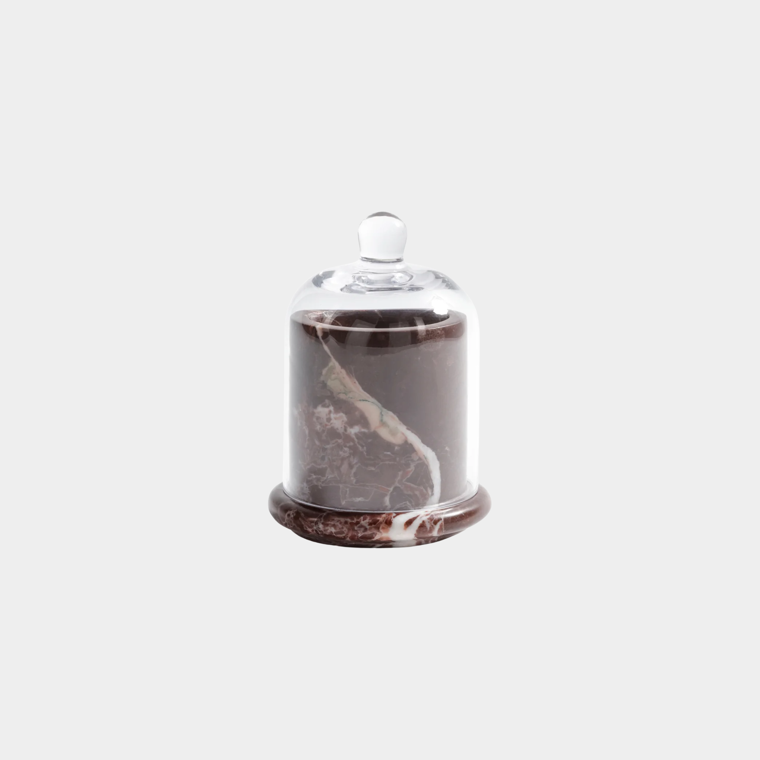 Marbella Scented Candle Jar with Cloche – Red Levanto Marble – The