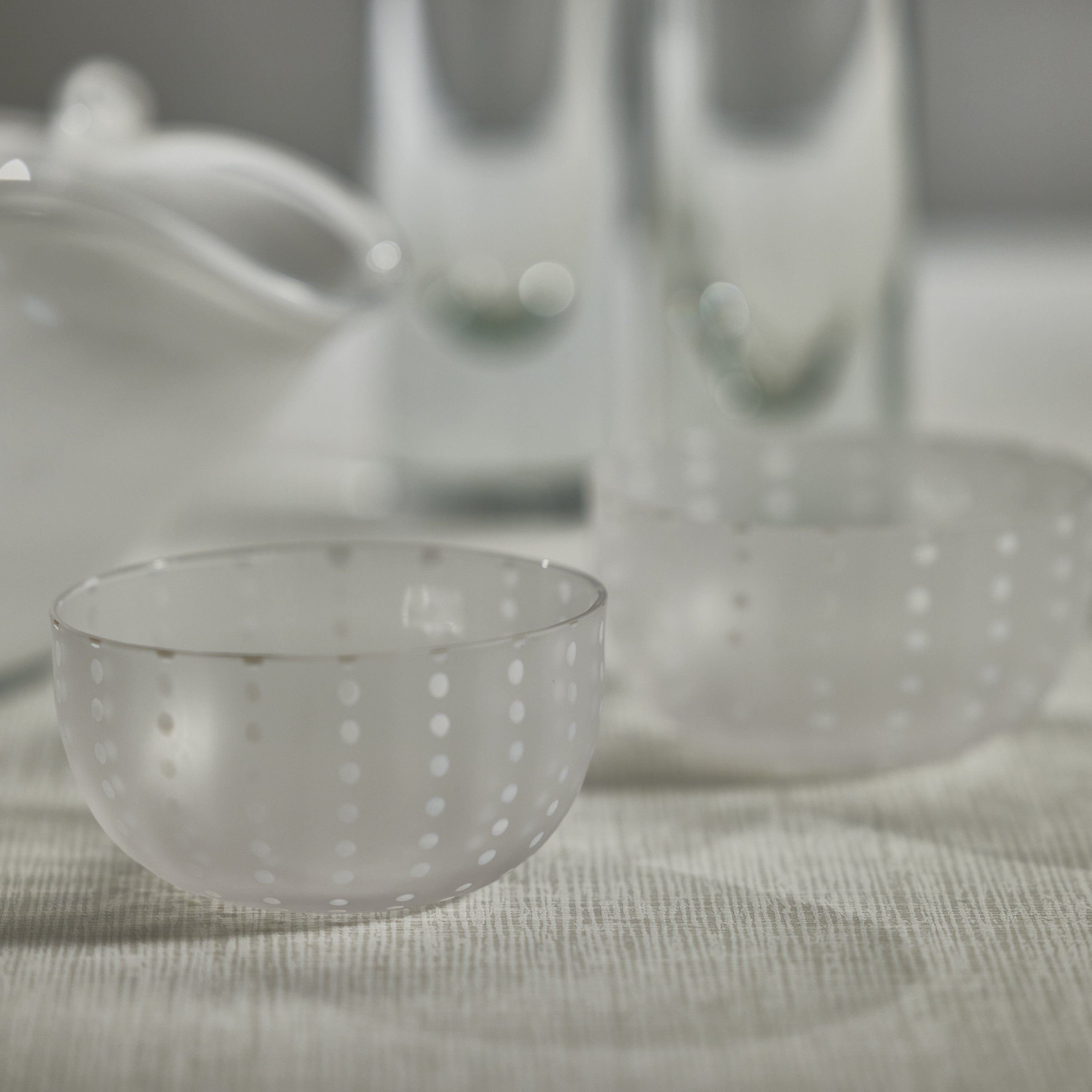 Image of Portofino White Dot Condiment Frosted Glass Bowls