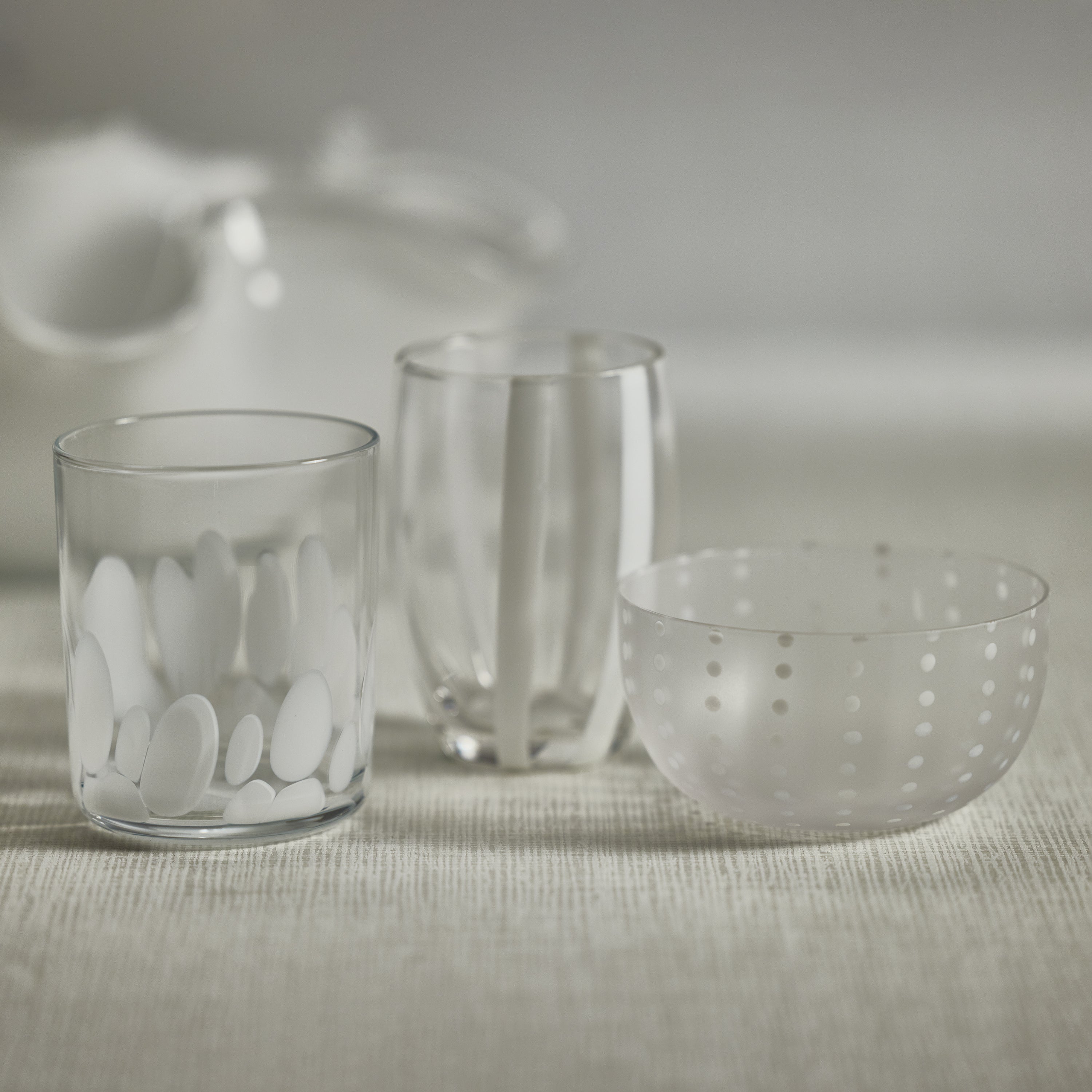 Image of Portofino White Dot Condiment Frosted Glass Bowls