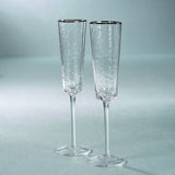Image of Aperitivo Hammered Champagne Flutes with Platinum Rim