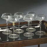 Ondine 4-Piece Set Fluted Coupe Glasses, Clear with Shadow Gray Accent