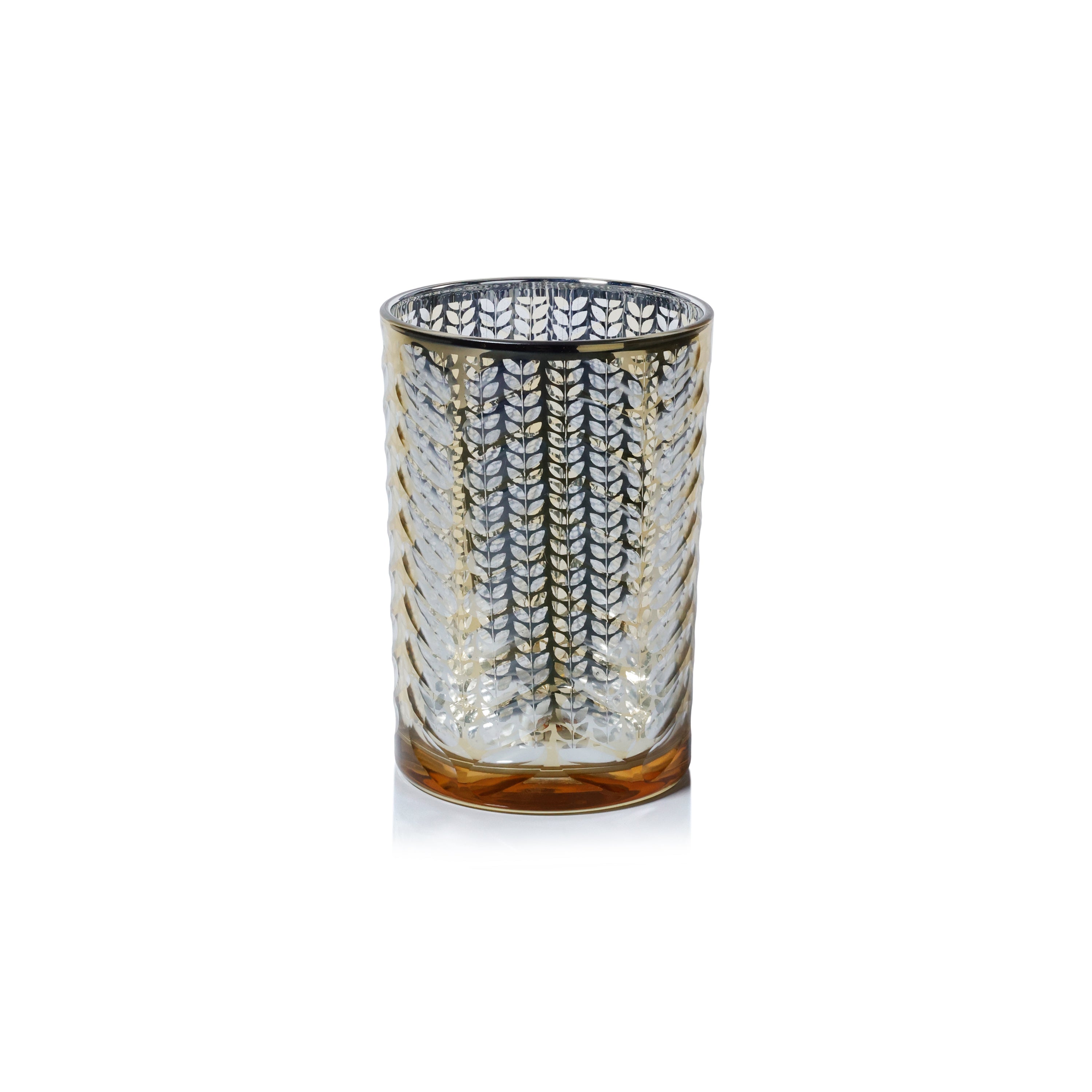 Laser-Etched Metallic Glass Hurricane Candle Holder by The Favorites