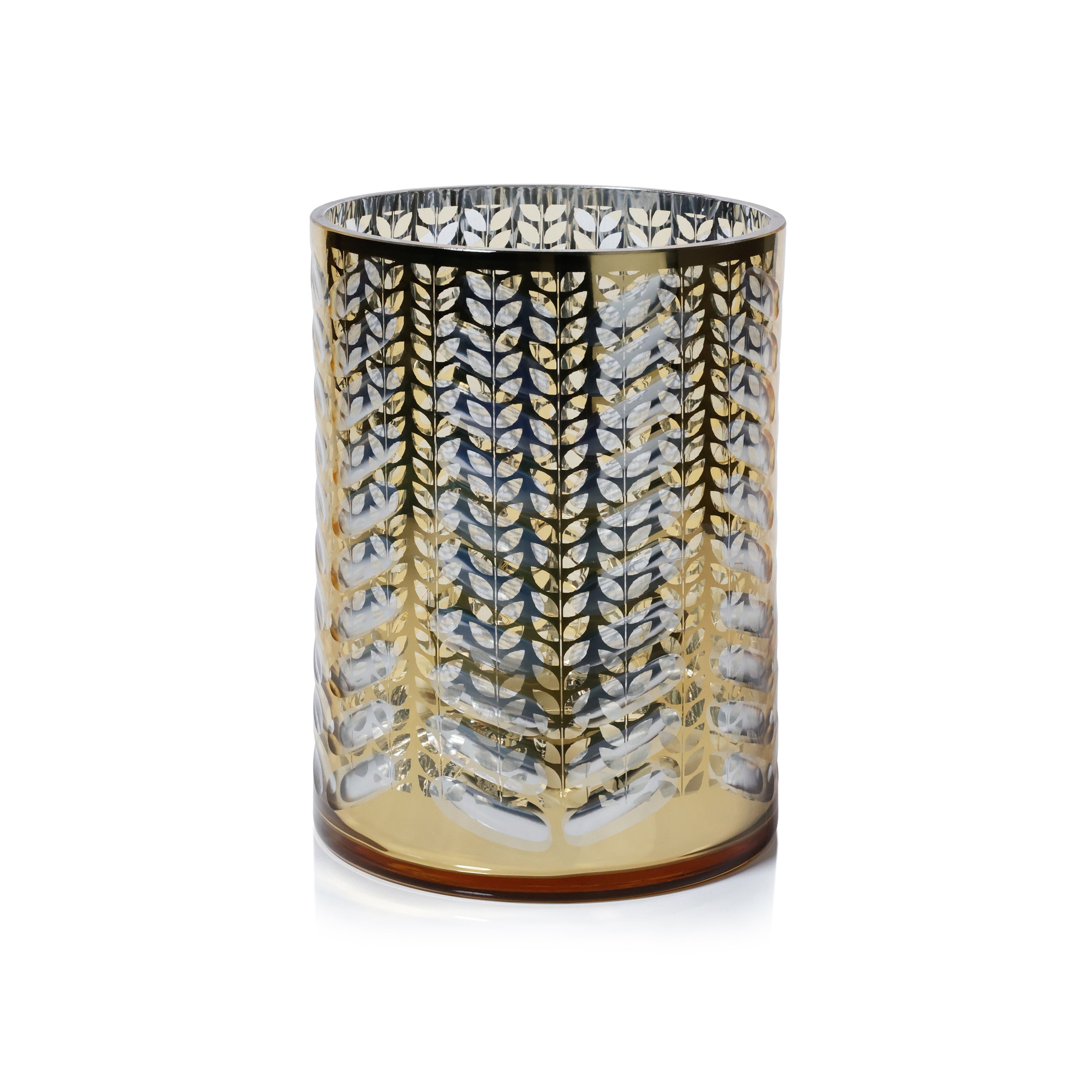Laser-Etched Metallic Glass Hurricane Candle Holder by The Favorites