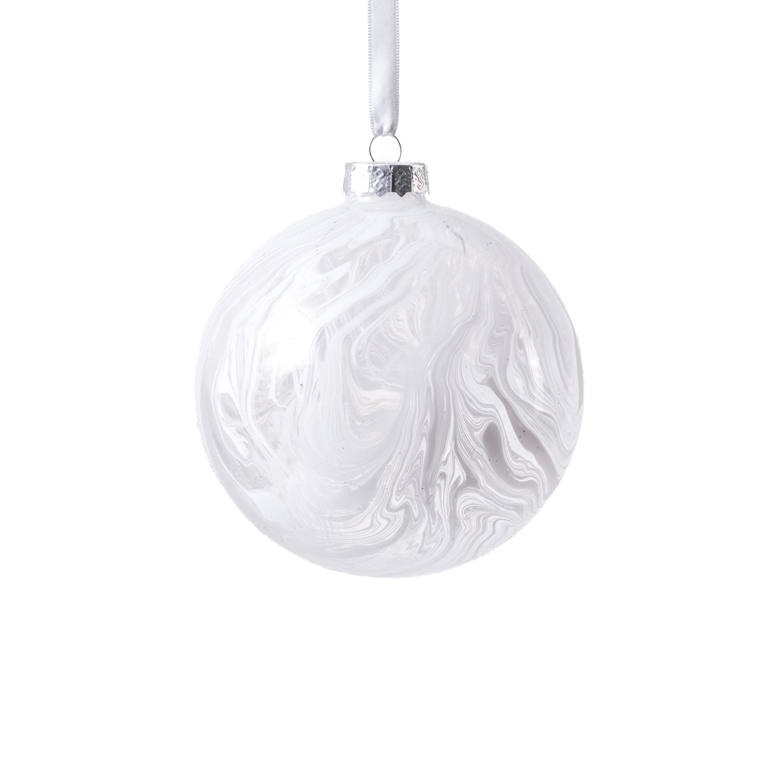 4-Piece Set White Watercolor 4.75" Glass Ball Holiday Ornaments by The Favorites
