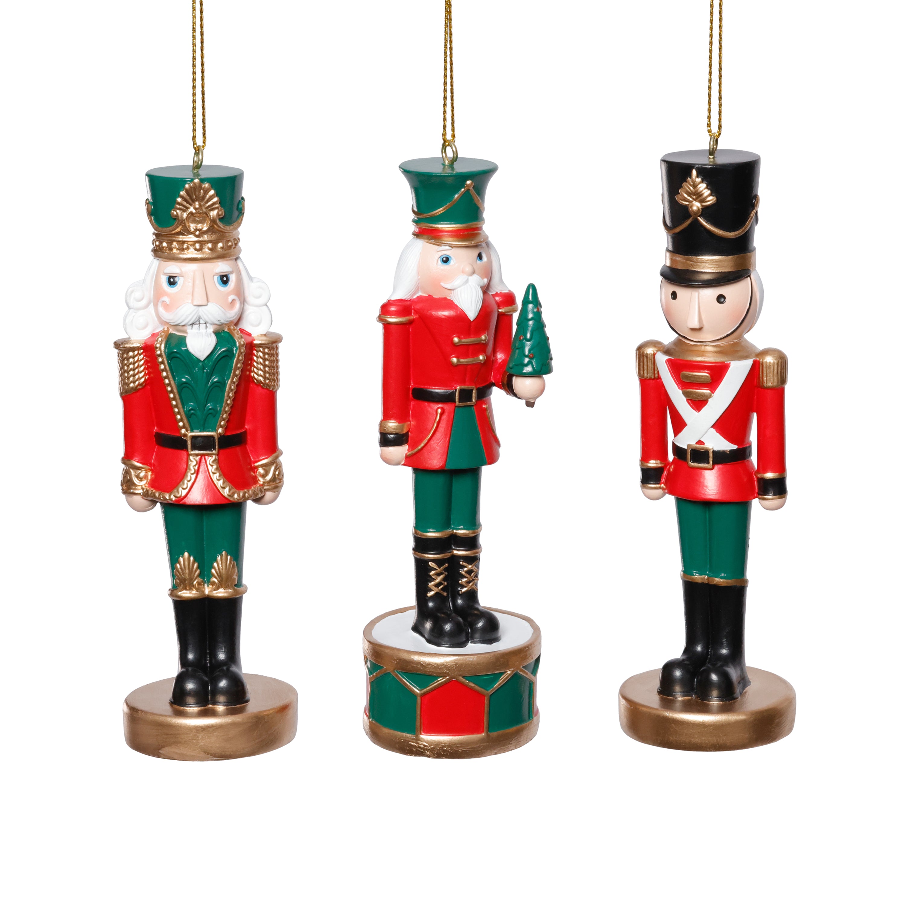 Feya Nutcracker Holiday Resin Ornaments, 6 Hanging Pieces (2 Sets of 3 Assorted) by The Favorites