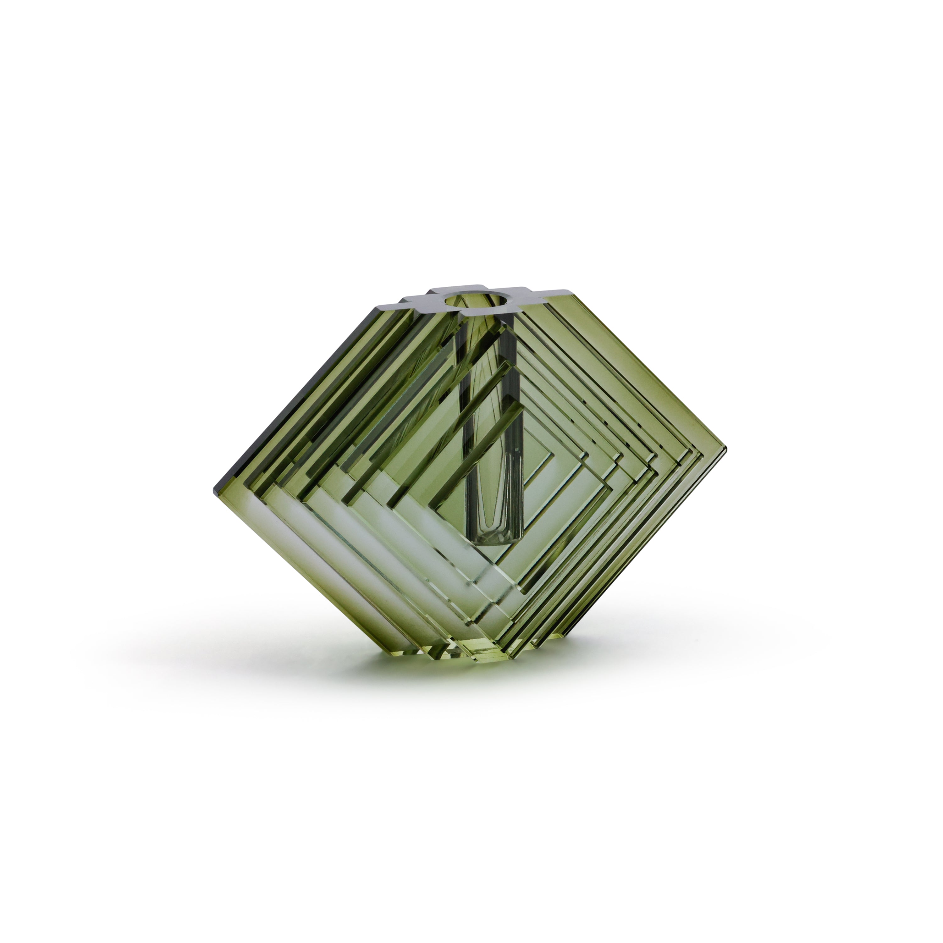 Crystal Glass Vase with Stacked Concentric Diamond Motif by The Favorites