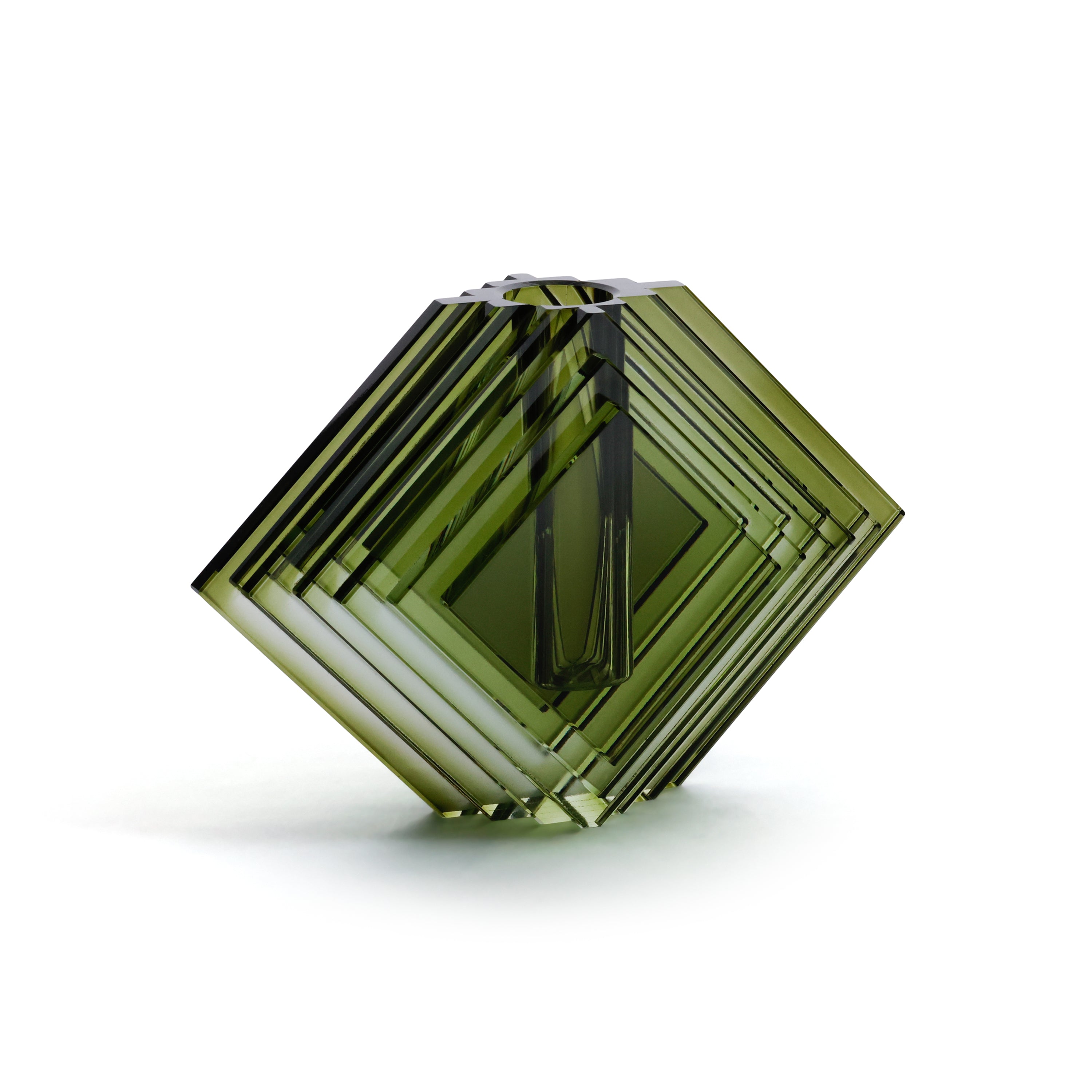 Crystal Glass Vase with Stacked Concentric Diamond Motif by The Favorites