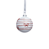 Matte Glass Holiday Ball Ornaments with Red Ribbon Design, Set of 6 by The Favorites