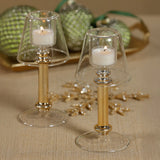 Isola Glass Tealight Lamp Candle Holder, Clear and Gold