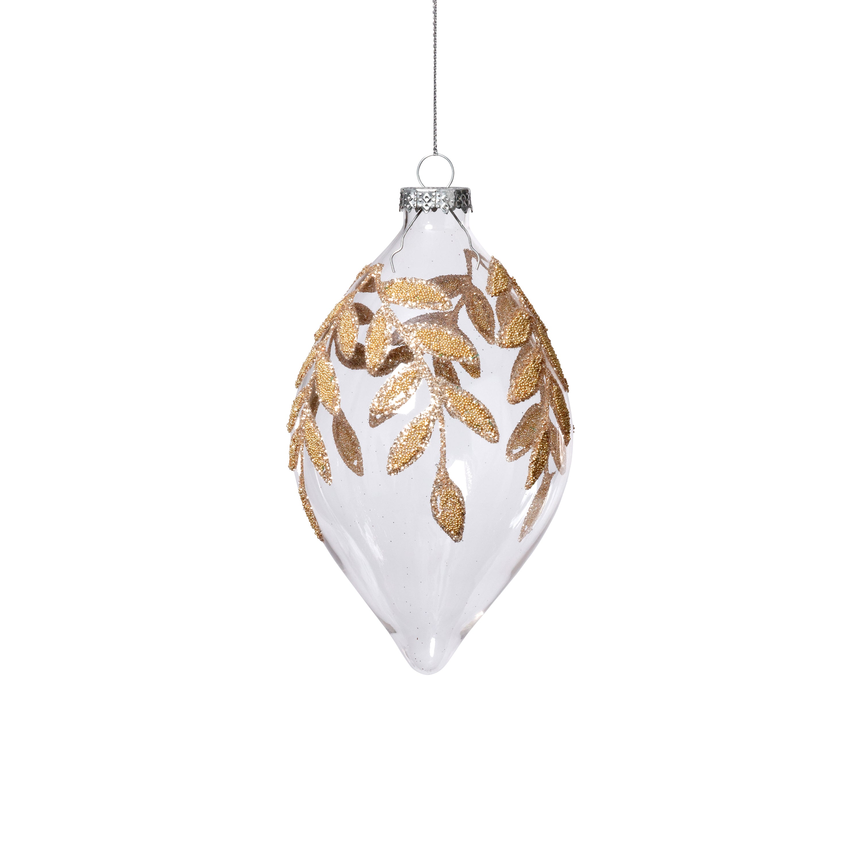 Glass Ornaments with Gold Beaded Leaf Design, Set of 6 by The Favorites