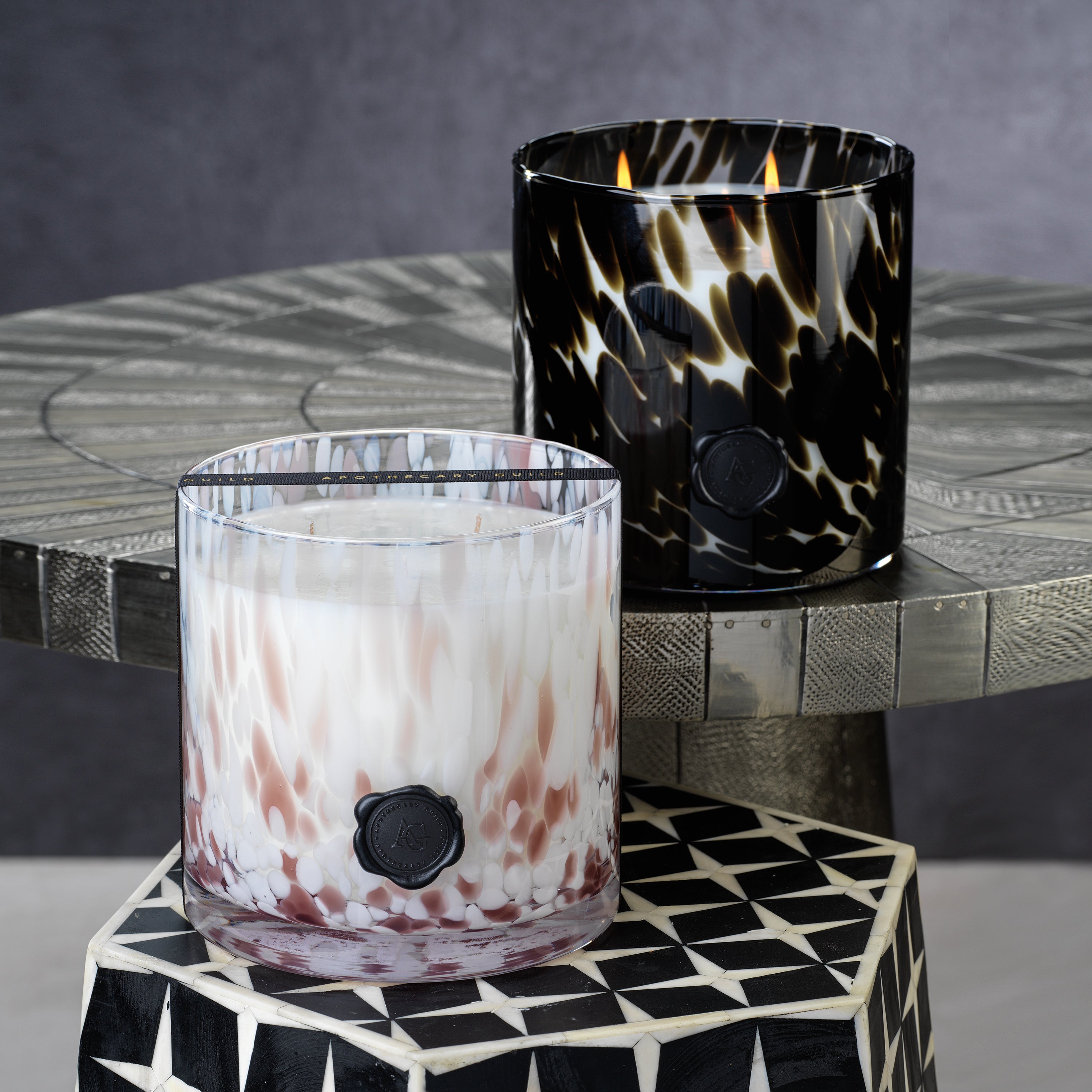 Image of Apothecary Guild Opal Glass Three-Wick Candle, Black Fig Vetiver