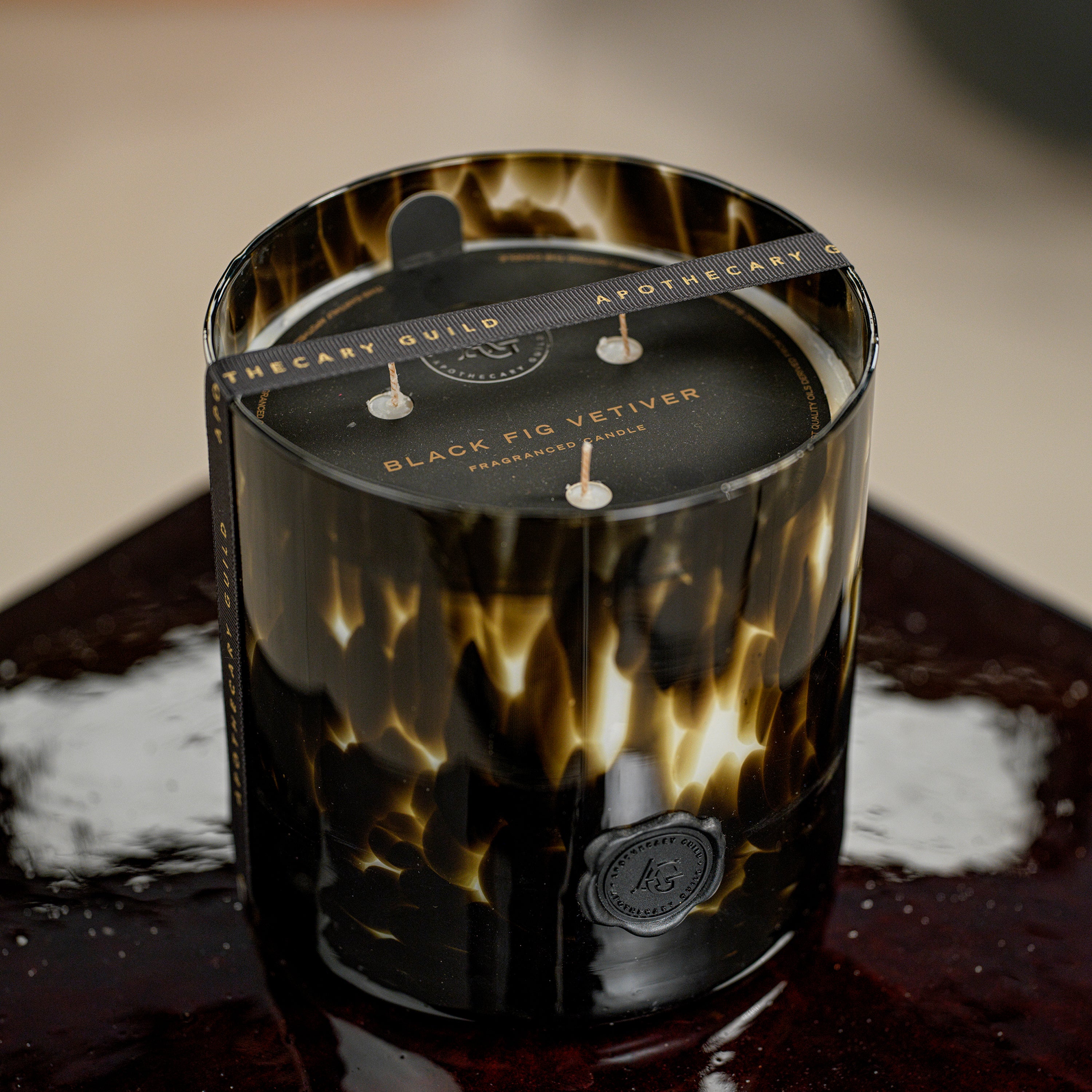 Image of Apothecary Guild Opal Glass Three-Wick Candle, Black Fig Vetiver