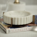 Image of Scalloped Marble Bowl on Metal Stand