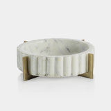 Image of Scalloped Marble Bowl on Metal Stand