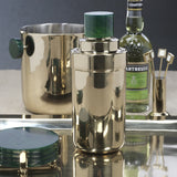 Spiga Stainless Steel Cocktail Shaker, Gold with Emerald Cap