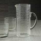 Tuscan Handmade Etched Glass Pitcher