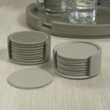 Ruvo 8-Piece Set Leather Coasters in Sage