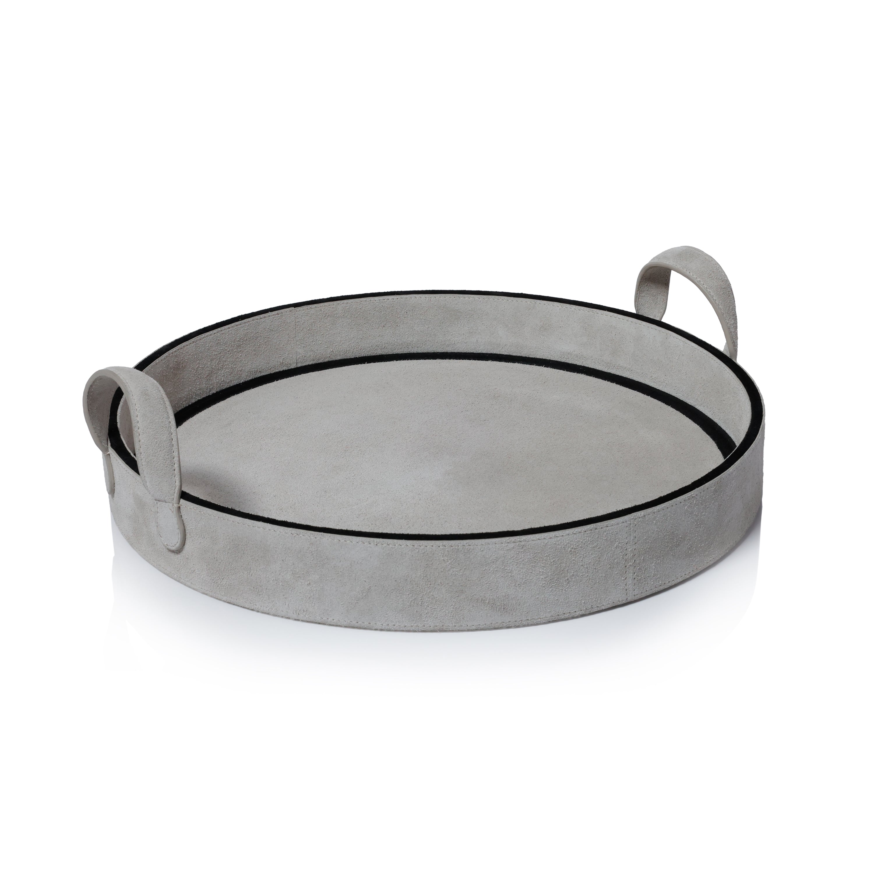 Arden Suede Leather Round Serving Tray by The Favorites