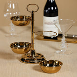 Polished Metal 3-Tier Condiment Set, Gold