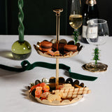 Polished Scalloped Tray - 2-Tier -Gold