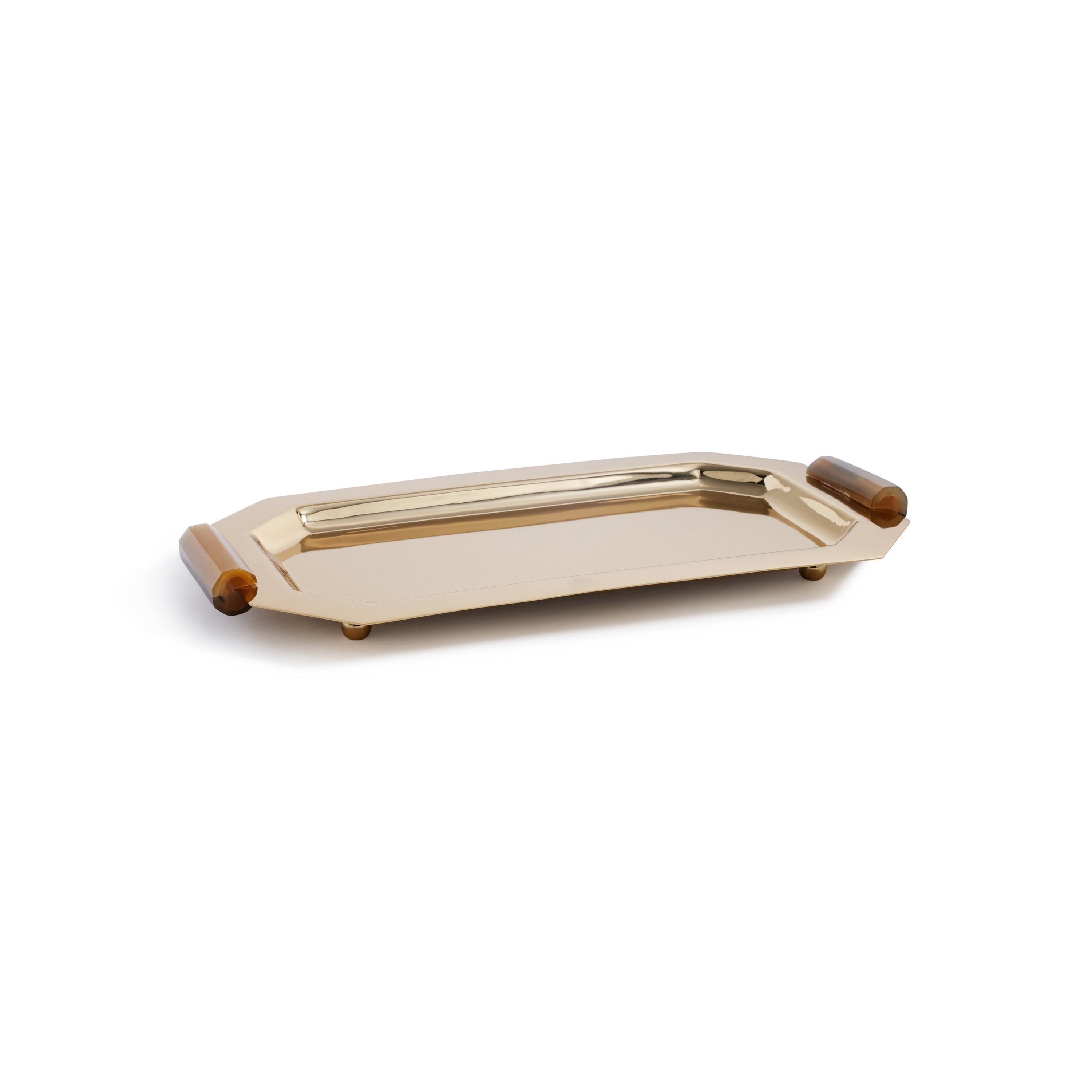 Polished Octagon Metal Serving Trays with Horn Handles by The Favorites