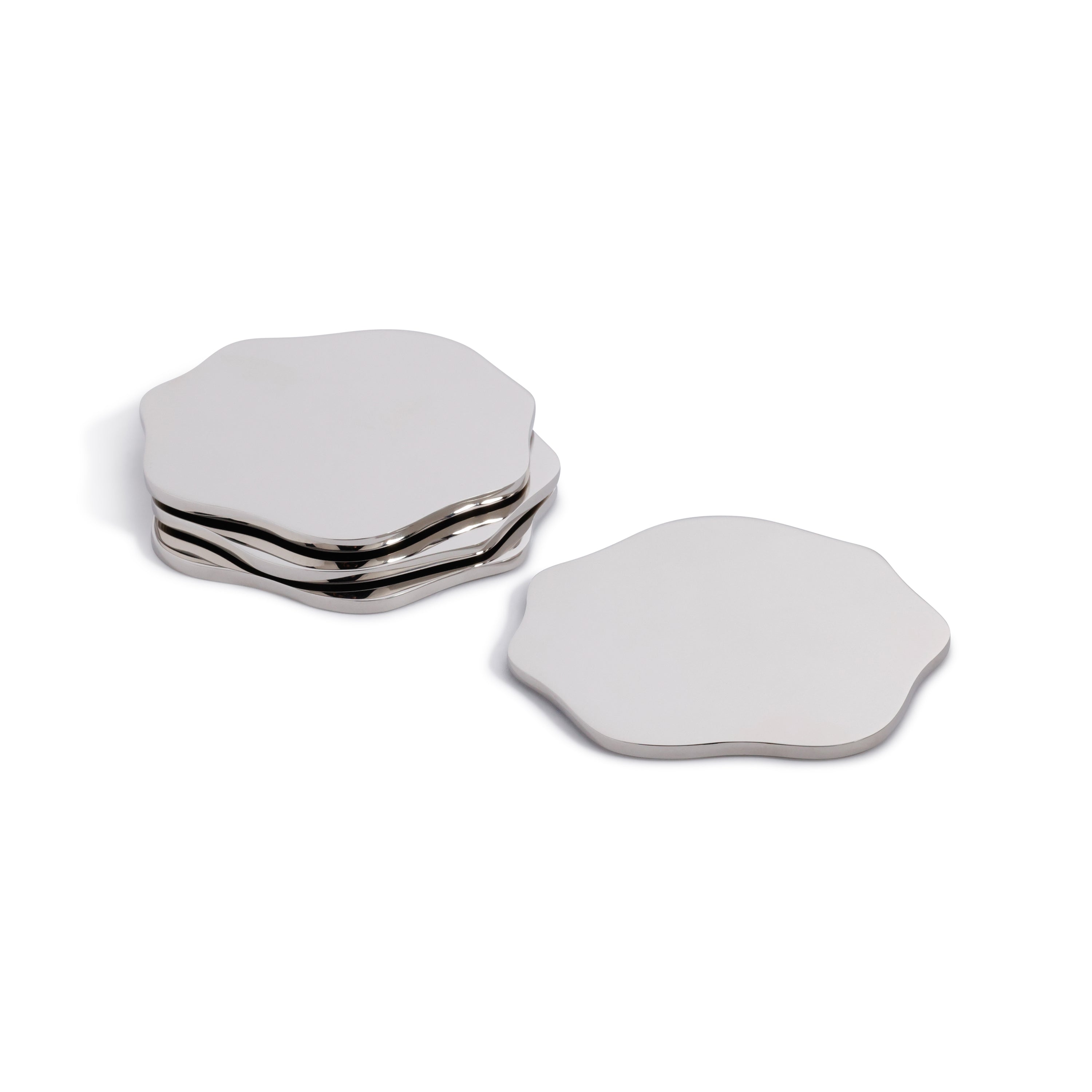 Lina Polished Metal 4.25" Beverage Coasters, Set of 4 by The Favorites