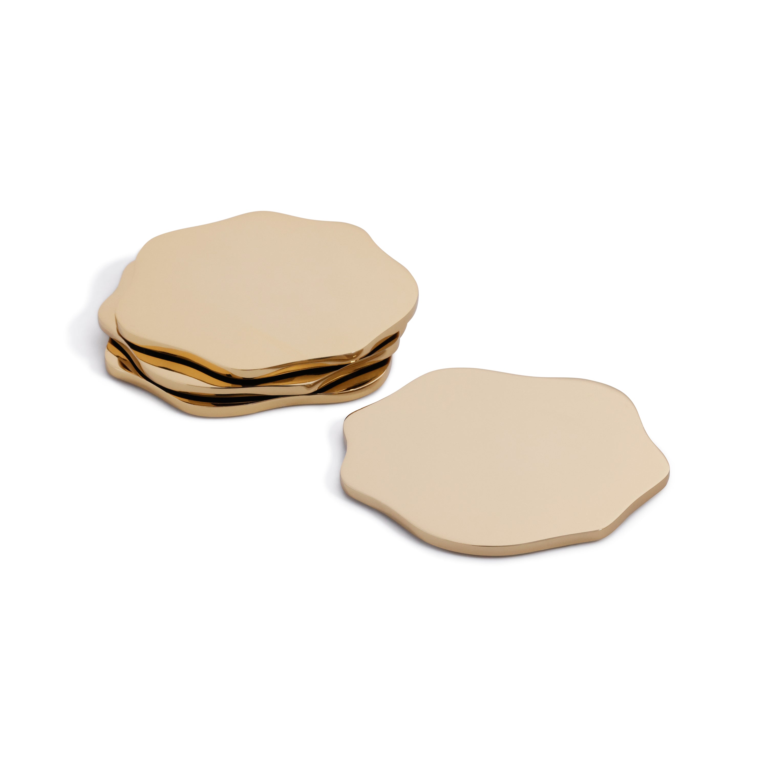 Lina Polished Metal 4.25" Beverage Coasters, Set of 4 by The Favorites
