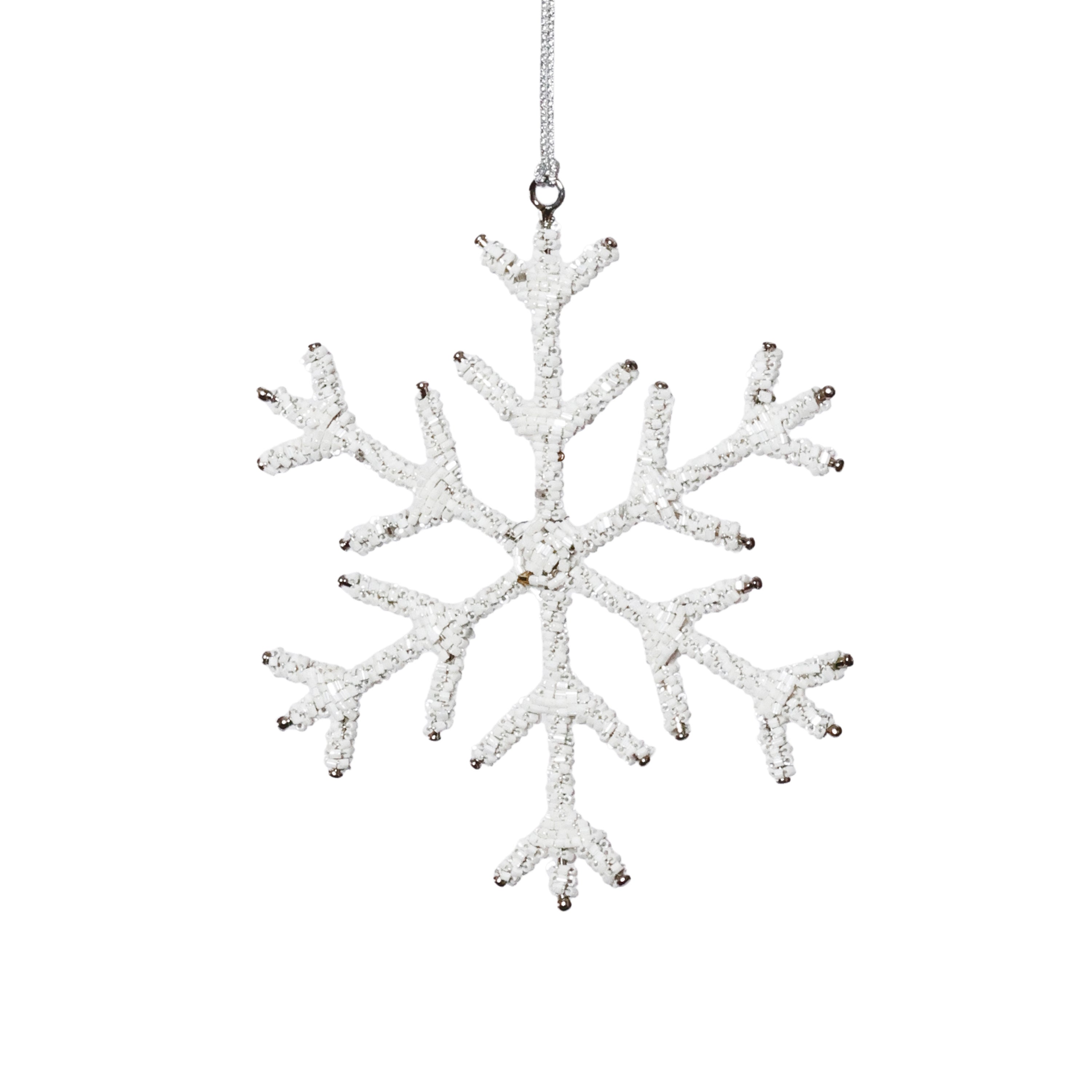 Beaded Snowflake Christmas Hanging Décor Ornaments, Set of 12 by The Favorites