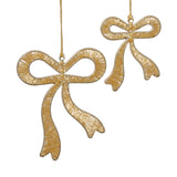Holiday Decorative Beaded Gold Bow Hanging Ornaments, 12 Pieces (6 Sets of 2) by The Favorites