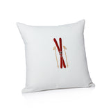 Ski Mountain Winter Scene Cotton Embroidered Throw Pillow, 16" x 16" by The Favorites