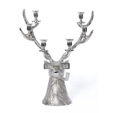 Pipe-Lit Stag 6-Tier Decorative Metal Taper Candleholder, Nickel