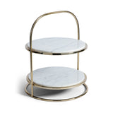 Elegant Round Marble and Metal 2-Tier Cake Stand by The Favorites