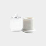 Marbella Scented Candle Jar with Cloche – White Marble