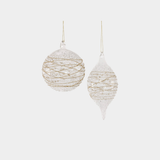 Glitter Wrapped Clear Glass Ball Ornament - 2 Assorted Pieces - Set of 12