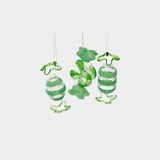 Wrapped Candy Glass Ornament - 3 Assorted Pieces - Clear & Green - Set of 3