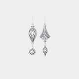 Silver Trimmed Artisan Blown Glass Ornament - 2 Assorted Pieces - Set of 12