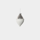 Silver and White Teardrop Glass Ornament - Set of 12