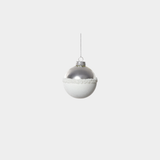 Silver and White Ball Glass Ornament - 3.25 in - Set of 12
