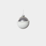 Silver and White Ball Glass Ornament - 4 in - Set of 12