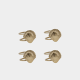 Cap Ferrat Fan Shell Brass Napkin Rings in Gold (Set of 4)