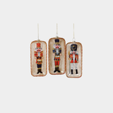 Soldier Design Glass Ornament - 3 Assorted Pieces - Set of 3