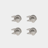 Cap Ferrat Fan Shell Brass Napkin Rings in Nickel (Set of 4)