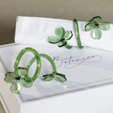 PRE-ORDER Botanica Glass Flower Napkin Rings (Set of 4 ) in Green