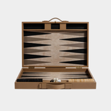 Geneva 19 in Backgammon Set - Taupe Leather