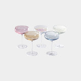 Audrey  Hand Etched Coupe Glasses (Set of 4), Amber Luster