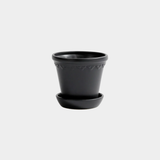 San Ysidro Black Ceramic Flower Pot with Saucer
