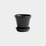 San Ysidro Flower Pot with Saucer - Black