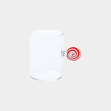 Holiday Peppermint Glass Mug - White & Red - Set of 4