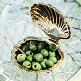 Côte d'Azur Fan Shell Lidded Bowl w/ Spoon in Gold